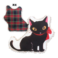 Ribbon cat die-cut cushion (white cat)