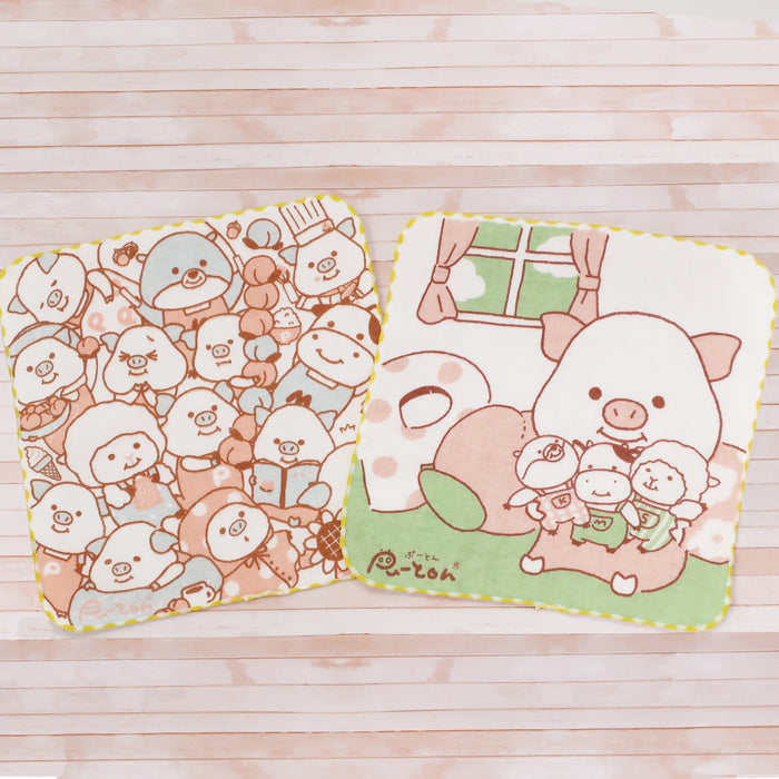 ぷーとん ガーゼタオルハンカチ【2種】