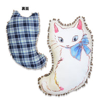 Ribbon cat die-cut cushion (white cat)