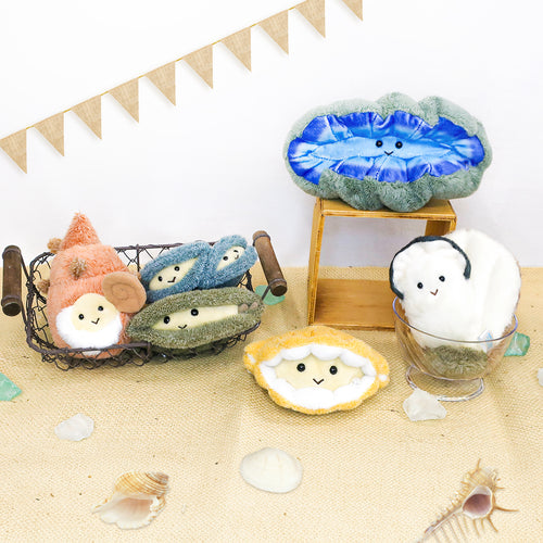 海中散歩 ぽちゃまる貝シリーズ ぬいぐるみ S/Mサイズ サザエ　アサリ　シジミ　アコヤガイ　オオシャコガイ　オイスター