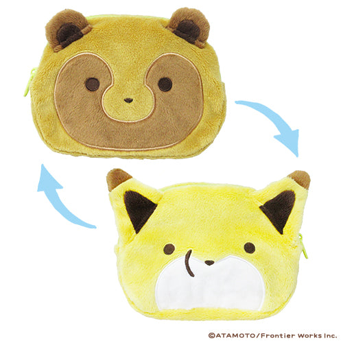 Raccoon dog and fox reversible pouch